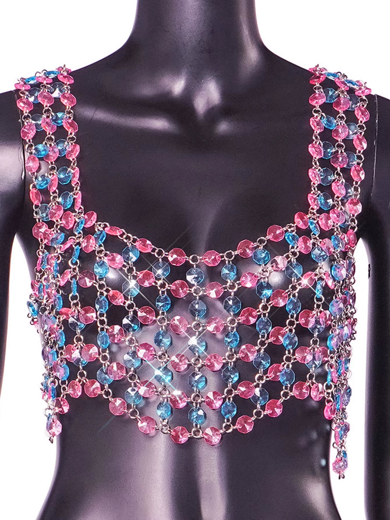 Sparkling Rhinestone Halter Crop Top for Women - Perfect for Summer Parties, Raves, and Festivals!