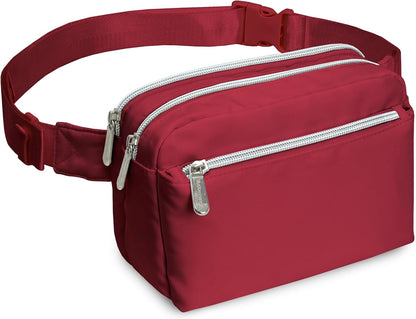 Chic Wine Red Crossbody Belt Bag - Stylish and Functional Fanny Pack for Travel, Festivals, and Daily Adventures