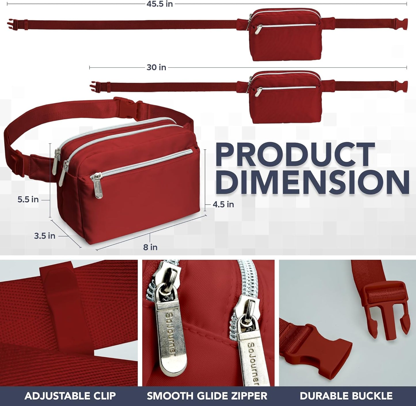 Chic Wine Red Crossbody Belt Bag - Stylish and Functional Fanny Pack for Travel, Festivals, and Daily Adventures