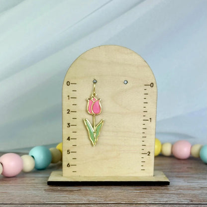 Charming Pink Tulip Dangle Earrings | Lightweight Spring Floral Design | Gold or Silver Options | Hypoallergenic Polymer Clay